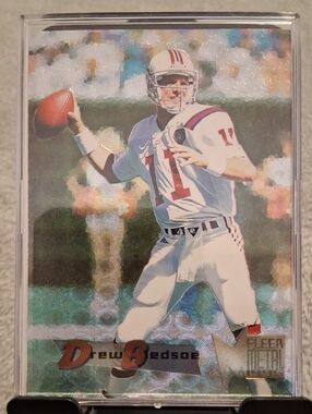 Drew Bledsoe Fleer Metal Football Card - White & Red Jersey